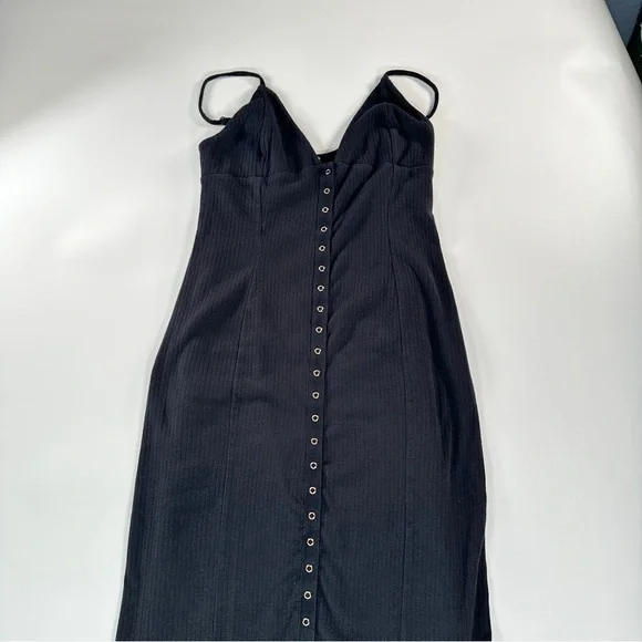 Intimately Free People Ribbed Bodycon Midi Dress Black M - Picture 4 of 16